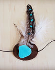 Turquoise Accent Guinea Feather & Leather Hat Band Only 952e