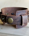 Genuine Leather Wide Cuff Bracelet w/ Natural Turquoise Chunks 006p