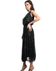 Tina Stephens Rae Sequin Long Flare Skirt SL501
