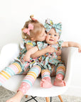 Kendra Floral & Harper Stripe Ruffle PEPLUM SET