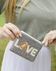 Love Football Beaded Coin Purse