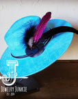 **Spotted Magenta/Black Feather & Leather Hat Band (Band Only) 983d