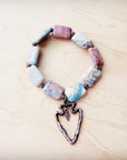 Genuine Aqua Terra Beaded Bracelet w/ Copper Arrow 810v