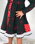Gigi and Max Kane Tartan & Ruby Dot Christmas Tartan Button Dress