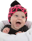Infant Single Pom Beanie (Candy Pink Leopard)