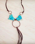 Imperial Jasper Slab Necklace w/ Copper Hoop & Tassel 252h