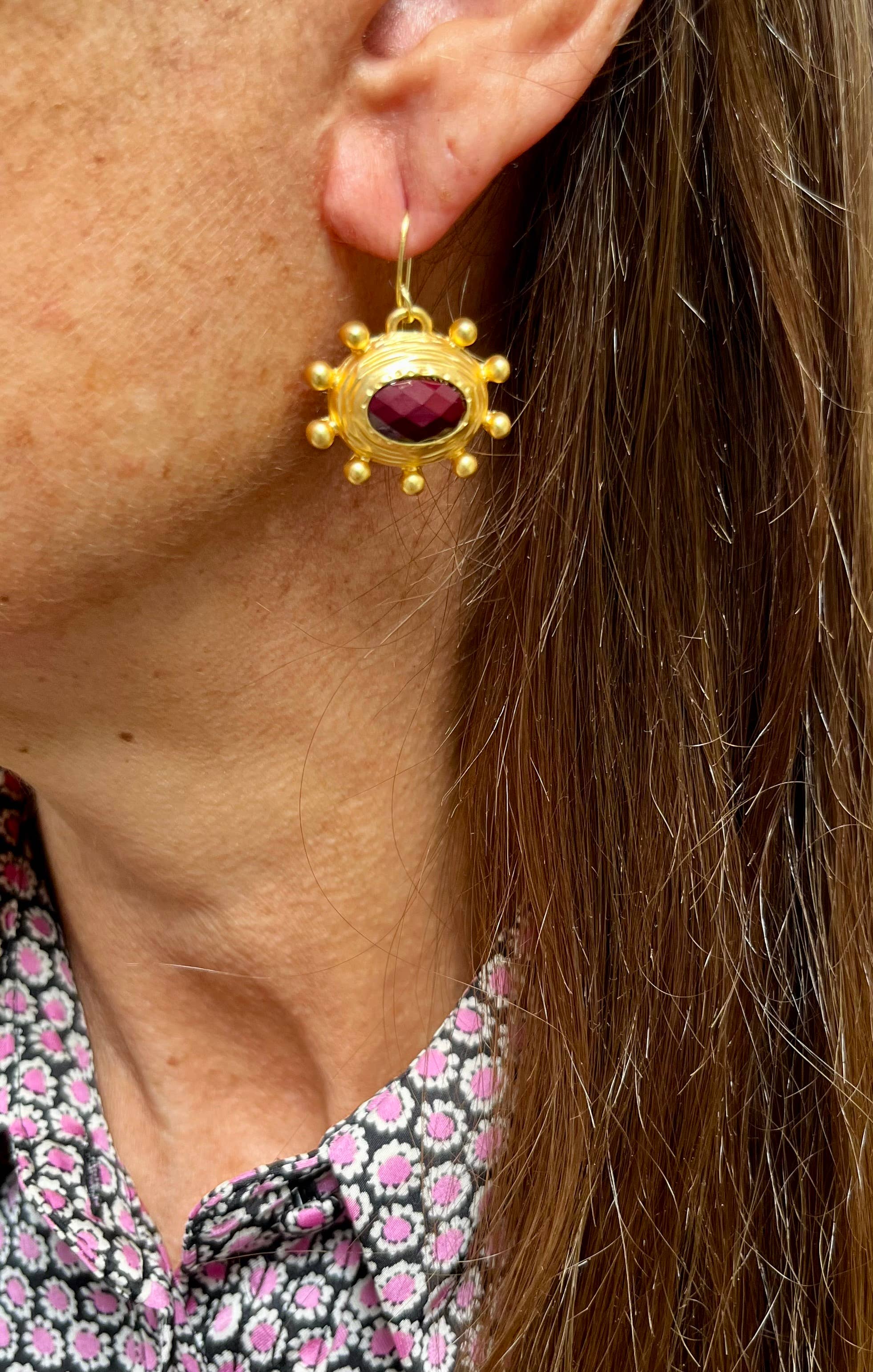 Karine Sultan Burgundy Sun Earrings