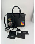 Saint Laurent Sac De Jour Embellished Patches Baby Black Leather Shoulder Bag