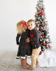 Gigi and Max Kane Tartan & Ruby Dot Christmas Tartan Button Dress