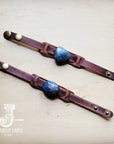 **Ocean Agate Slab on Narrow Leather Cuff 005K