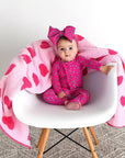 Evelyn Dot Ruffle Zip Bamboo Valentines Day Baby Outfit Dot