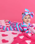 Maddie Stripe Ruffle Zip Bamboo Valentines Day