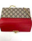 Gucci GG Supreme Continental Wallet on a Chain Red Pink Clutch