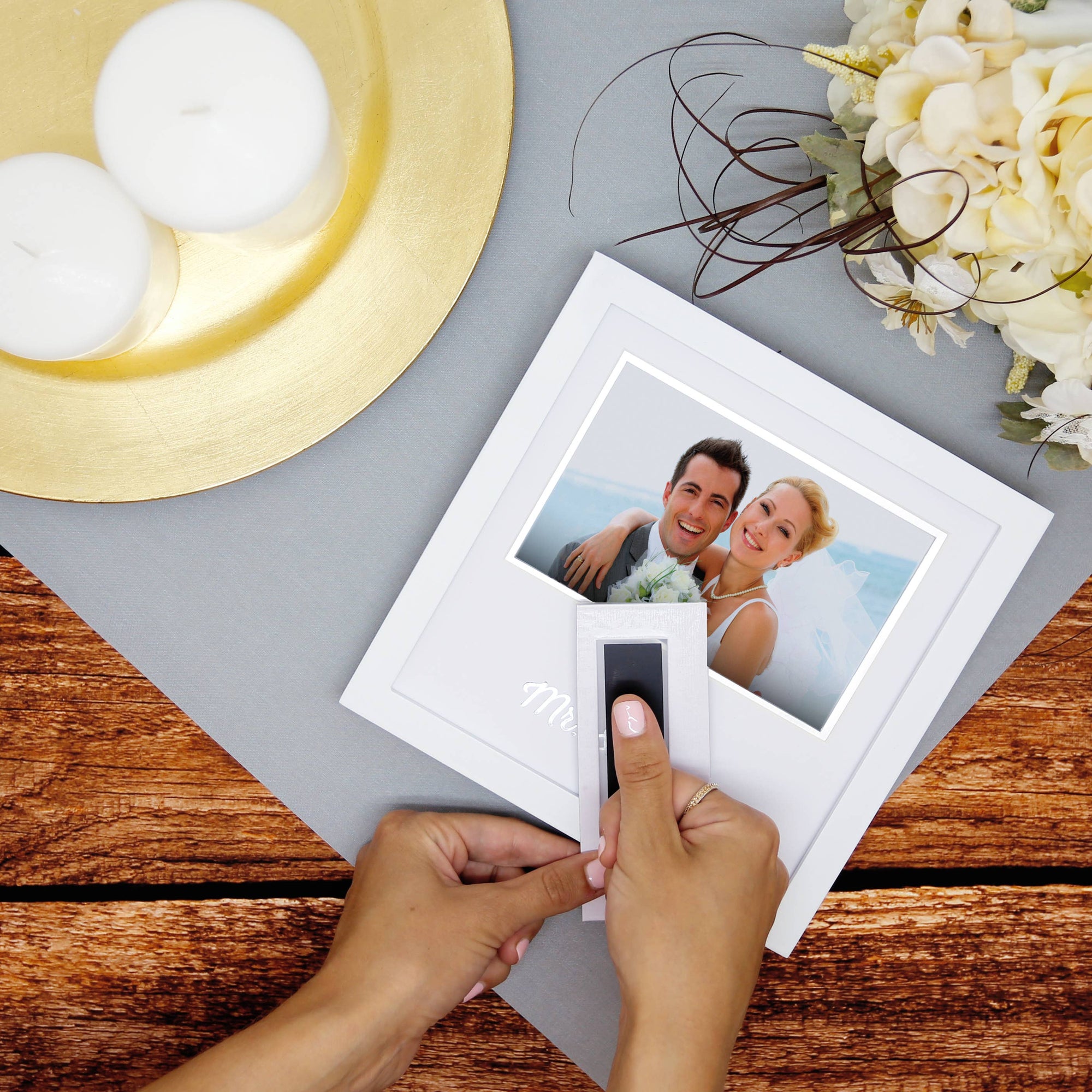 Mr. & Mrs. Wedding Thumbprint Heart Frame