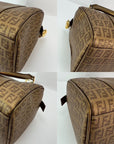 Fendi Boston Gold Coated Canvas Handbag