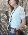 **Aqua Terra Wood Necklace with Copper Cross 237d