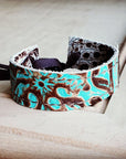 **Narrow Leather Cuff in Cowboy Turquoise w/ adjustable leather 001f