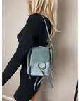 Chloe Blue Faye Mini Suede and Leather Backpack Bag