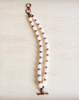 Freshwater Pearl & Copper Boho Beaded Double Strand Bracelet 811y