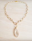 Gold Layering Chain Necklace w/ Boho Luxe Teardrop Pendant 257kp
