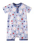 Grand Slam Baseball Bamboo Shorty Romper for Baby Boys