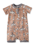 Wild Wrangler/Brown Western Bamboo Shorty Romper for Boys