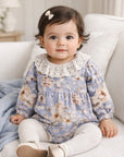 Vintage Floral Baby Bodysuit With Lace Collar