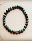 African Turquoise Beaded Stretch Bracelet 805n