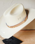 **Tan Metallic Leather Hat Band Only 984b