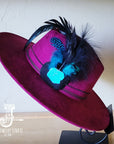 **Boho Western Felt Hat w/ Choice of Hatband- Plum 990b