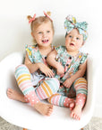 Kendra Floral & Harper Stripe Ruffle PEPLUM SET