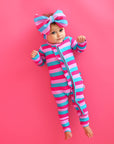 Maddie Stripe Ruffle Zip Bamboo Valentines Day