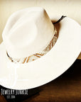 **Gold Aztec Embossed Leather Hat Band Only w/white Turq Slab 952a