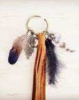 Boho Western Leather Boot Bling Charm Feather & Tree 500k