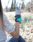 Blue Turquoise Stackable Stretch Beaded Bracelet 800u