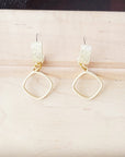 Matte Gold Cuff Earring w/ Square Dangle 200k