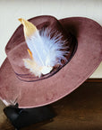 **Boho Western Hat w/ Choice of Feather Hat Band-Brown 982d
