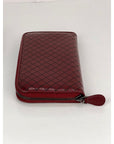 Bottega Veneta Burgundy Intrecciato Zip Around Leather Wallet Clutch
