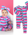Maddie Stripe Ruffle Zip Bamboo Valentines Day