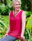 Tina Stephens Made In Italy Dina Silk V-Neck Tank