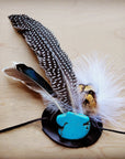 Blue Turquoise, Spotted Feather & Leather Hat Band (Band Only) 980z