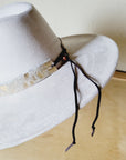 **Cream & Gold Metallic Leather Hat Band Only 984e