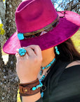 Blue Turquoise Ring set in Antique Copper 012w
