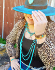 Bracelet Bar-Wood & Blue Turquoise Beads 806u