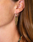 Rustic Creek Matte Gold Plated Brass And Antique Brass Chain Cluster Earrings