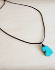 **Turquoise Slab Pendant on Leather Cord Necklace 254d