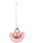 Glass Pink Cowgirl Hat Ornament