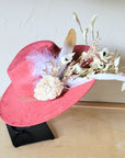Boho Western Wedding Floral & Feather Bridal Hat in Rust 984i