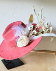 Boho Western Wedding Floral & Feather Bridal Hat in Rust 984i