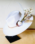 Boho Western Wedding Floral & Feather Bridsmaid Hat in Bone 984r